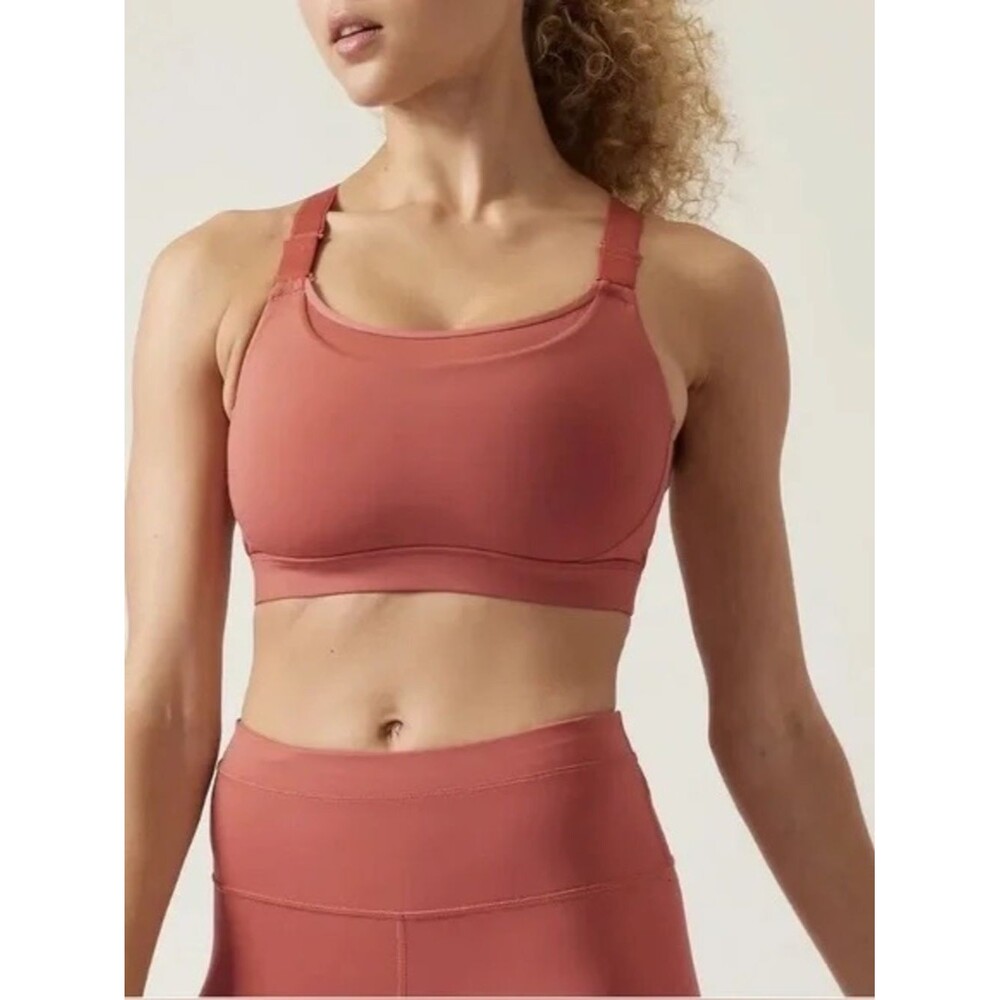 Athleta Ultimate Adjustable Sports Bra Coral Orange Small